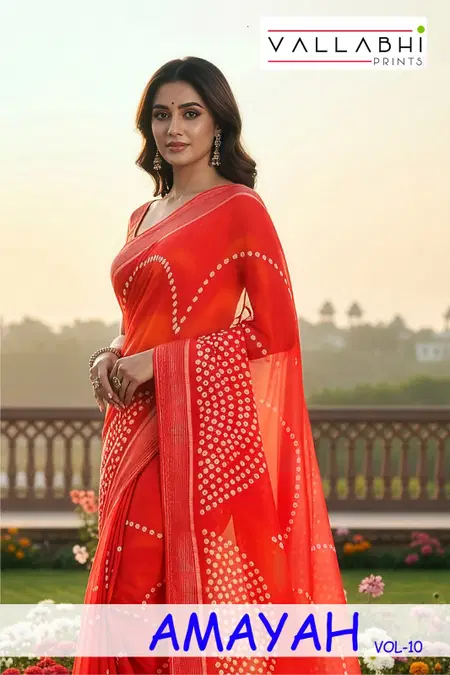 Amayah Vol 10 By Vallabhi Georgette Bandhani Saree Surat Wholesale Market